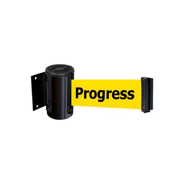 Lawrence Metal Prod. Tensabarrier Magnetic Retractable Belt Barrier, Black Case W/13' Yellow inCleaningin Belt 896-M-33-MAX-YC-D - main